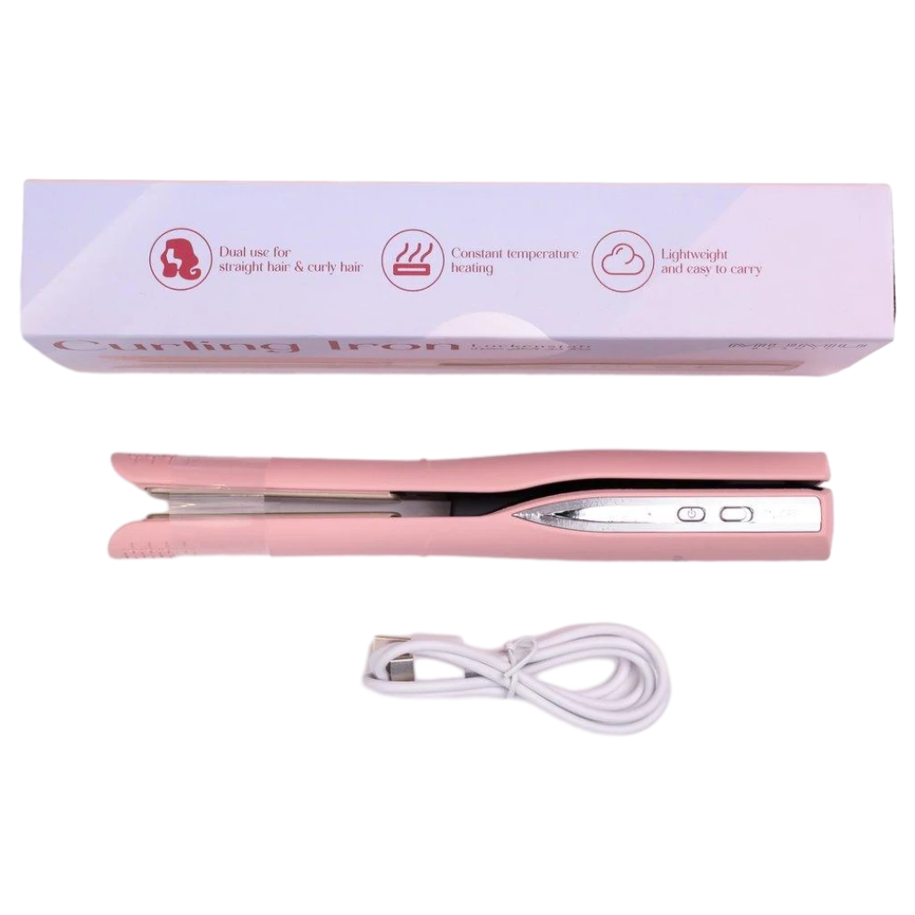 Kabelloser Lockenstab tragbar zum Haarstyling (Rosa)