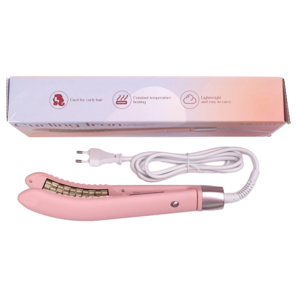 Elektrischer Lockenstab für voluminöse Locken, leichtes Design (Rosa)