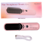 Elektrische Glättbürste mit Negativ-Ionen-Technologie für Haare (Rosa)