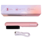 Elektrische Glättbürste mit Negativ-Ionen-Technologie für Haare (Rosa)