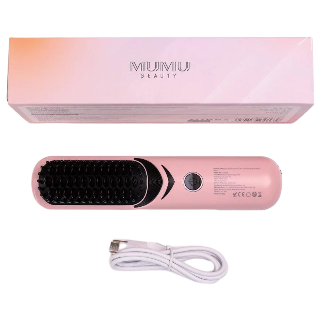 Elektrische Glättbürste mit Negativ-Ionen-Technologie für Haare (Rosa)