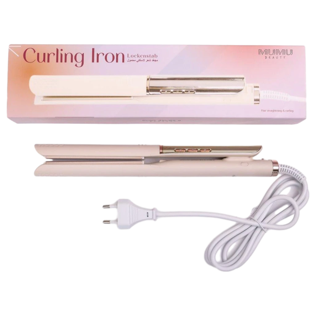 Lockenstab mit Keramikbeschichtung, 2-in-1 Stylinggerät (Creme)