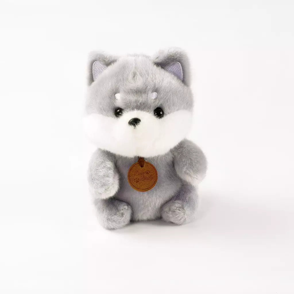 Flauschiger Plüsch-Kleiner Hund Kuscheltier (Grau)