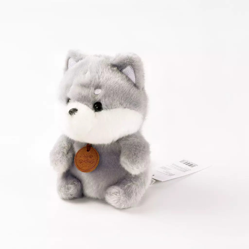 Flauschiger Plüsch-Kleiner Hund Kuscheltier (Grau)