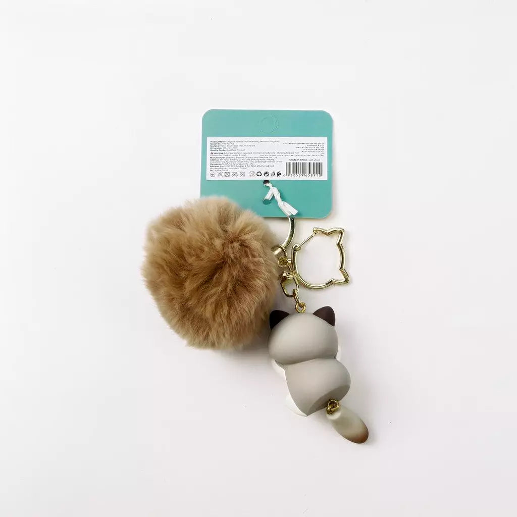 Originales weich-elastisches Anhänger-Set mit Ragdoll-Katze (Beige/Braun)