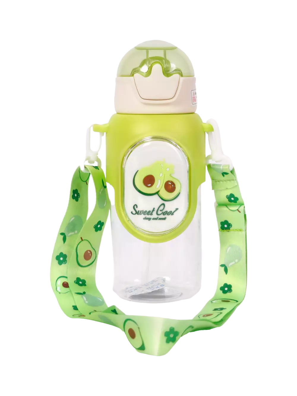 Trinkflasche aus Kunststoff, 400 ml mit Avocado-Design (Grün)