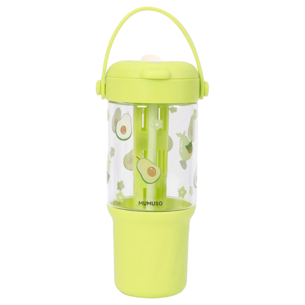 Wasserflasche aus Kunststoff 800 ml mit Avocado-Design (Grün)