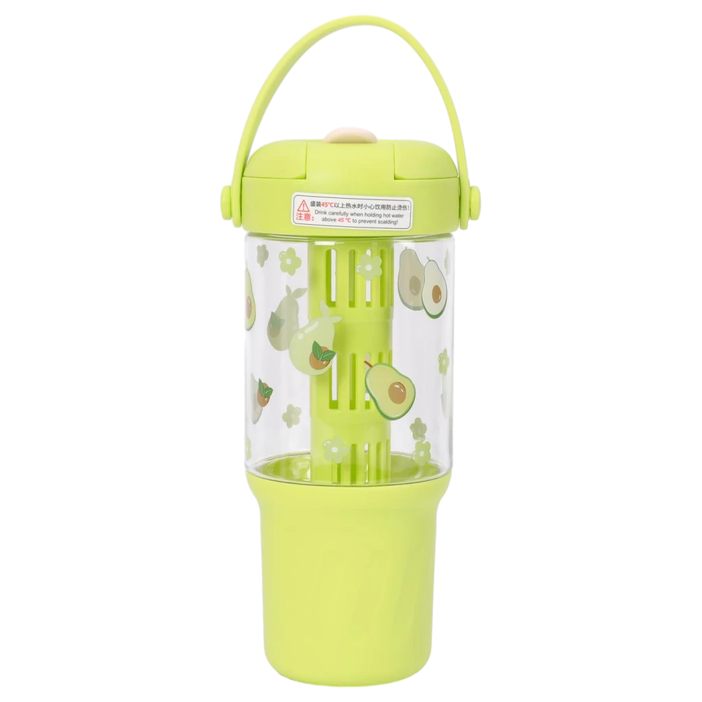Wasserflasche aus Kunststoff 800 ml mit Avocado-Design (Grün)