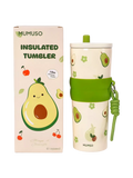 Thermobecher aus Edelstahl mit Avocado-Design, 700 ml (Beige/Grün)