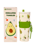 Thermobecher aus Edelstahl mit Avocado-Design, 700 ml (Beige/Grün)
