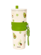 Thermobecher aus Edelstahl mit Avocado-Design, 700 ml (Beige/Grün)