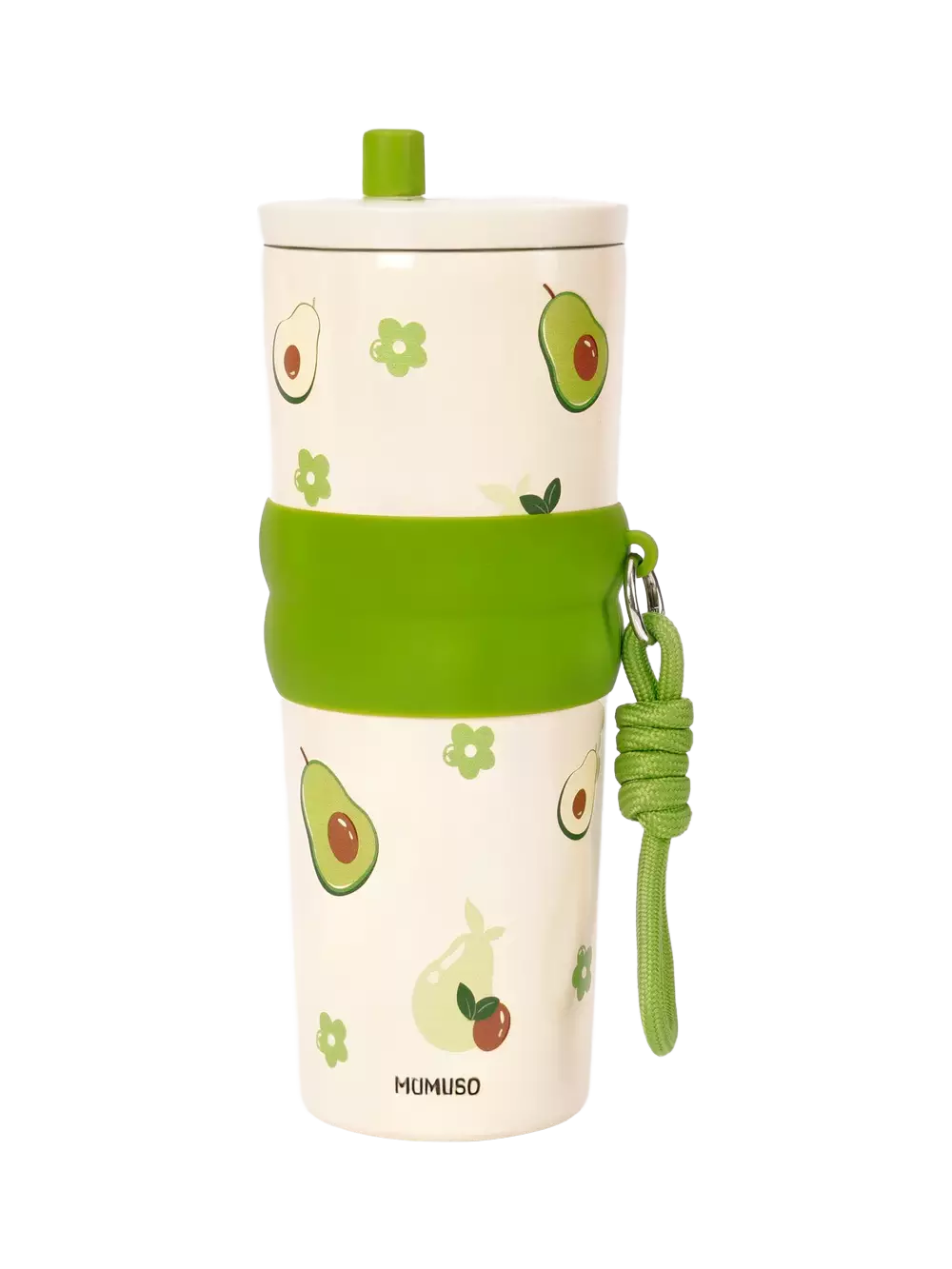 Thermobecher aus Edelstahl mit Avocado-Design, 700 ml (Beige/Grün)