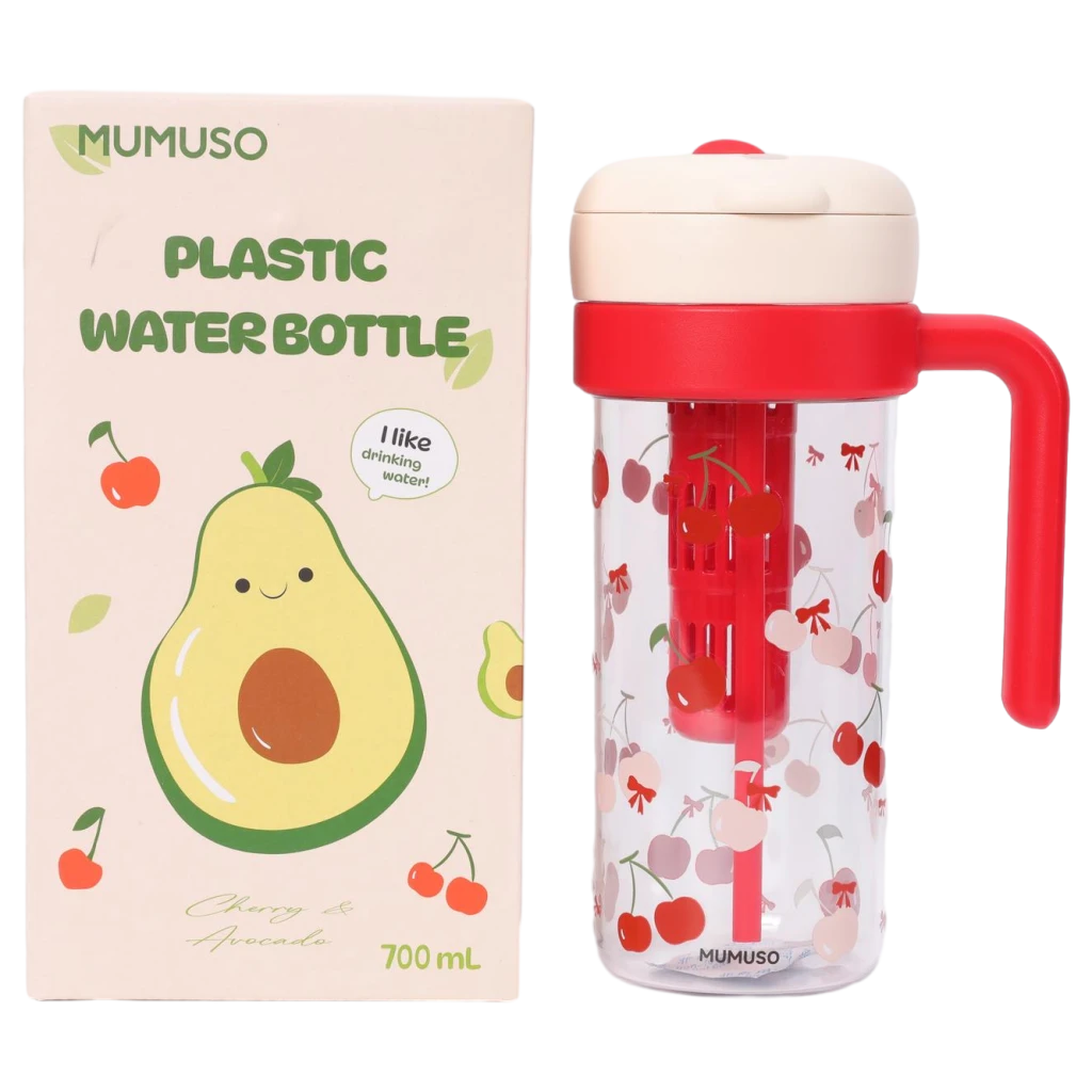 Kunststoff-Trinkflasche mit Kirsch-Design und Fruchteinsatz, 700 ml (Rot)