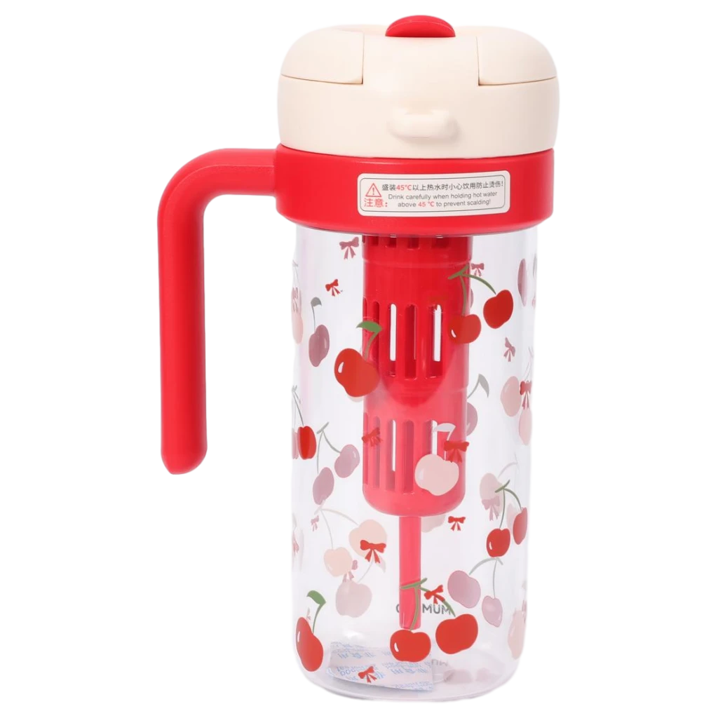 Kunststoff-Trinkflasche mit Kirsch-Design und Fruchteinsatz, 700 ml (Rot)