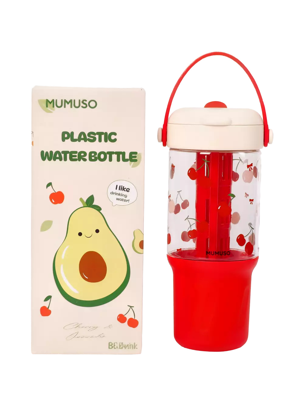 Kunststoff-Trinkflasche mit Kirsch-Design, 800 ml (Rot)