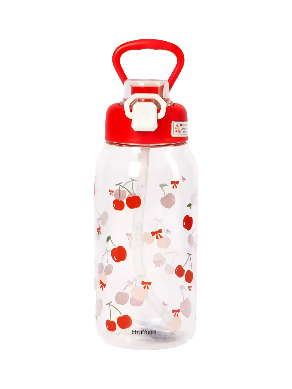 Wasserflasche aus Kunststoff mit Kirsch-Design, 1000 ml (Rot)