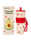 Isolierter Edelstahl-Trinkbecher mit Kirsch-Design, 700 ml (Rot/Creme)