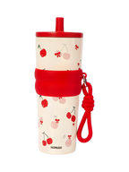 Isolierter Edelstahl-Trinkbecher mit Kirsch-Design, 700 ml (Rot/Creme)