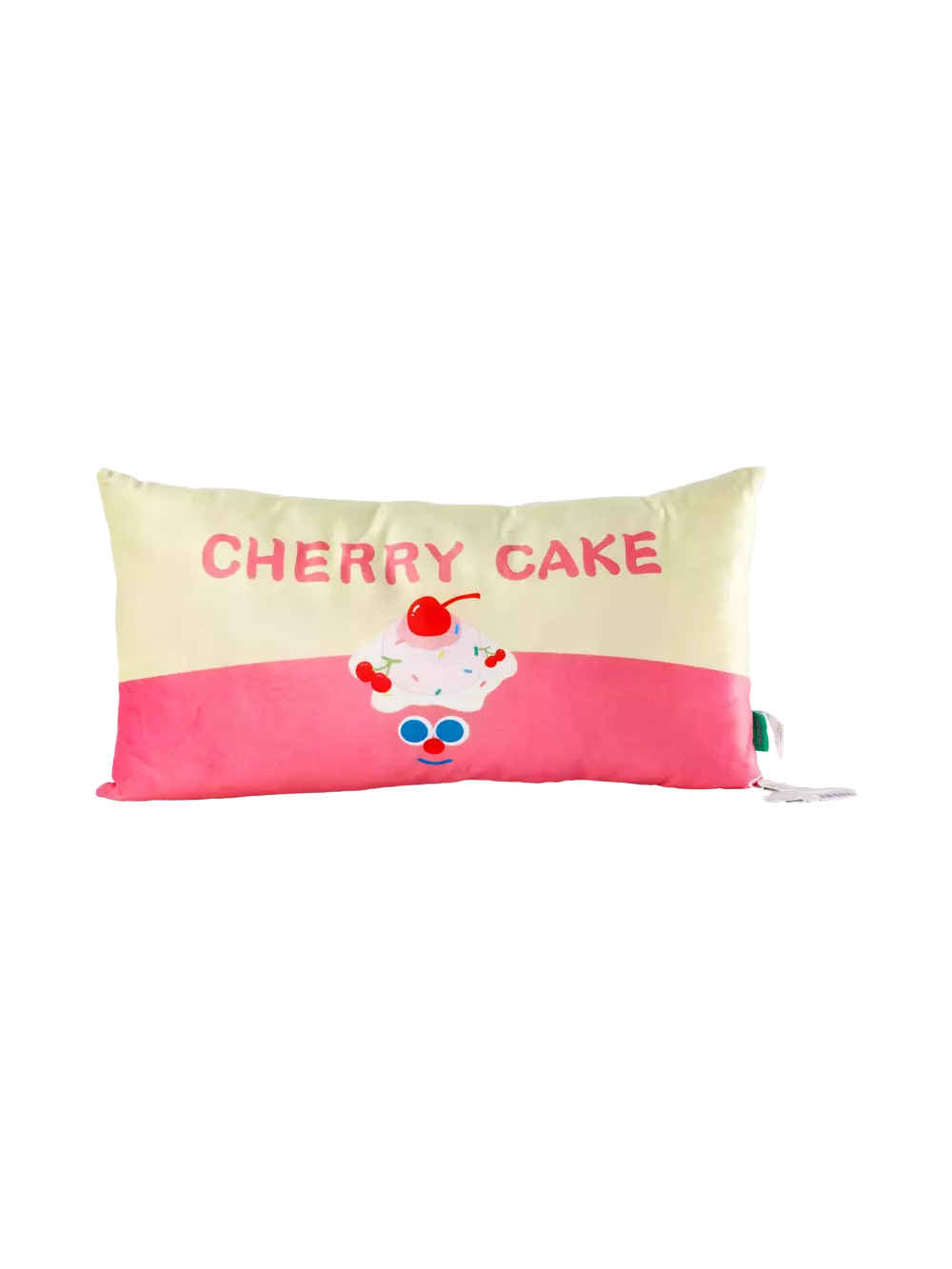 Rechteckiges Kuschelkissen mit Kirschkuchen-Design (Creme/Rosa)