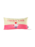 Rechteckiges Kuschelkissen mit Kirschkuchen-Design (Creme/Rosa)