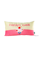 Rechteckiges Kuschelkissen mit Kirschkuchen-Design (Creme/Rosa)