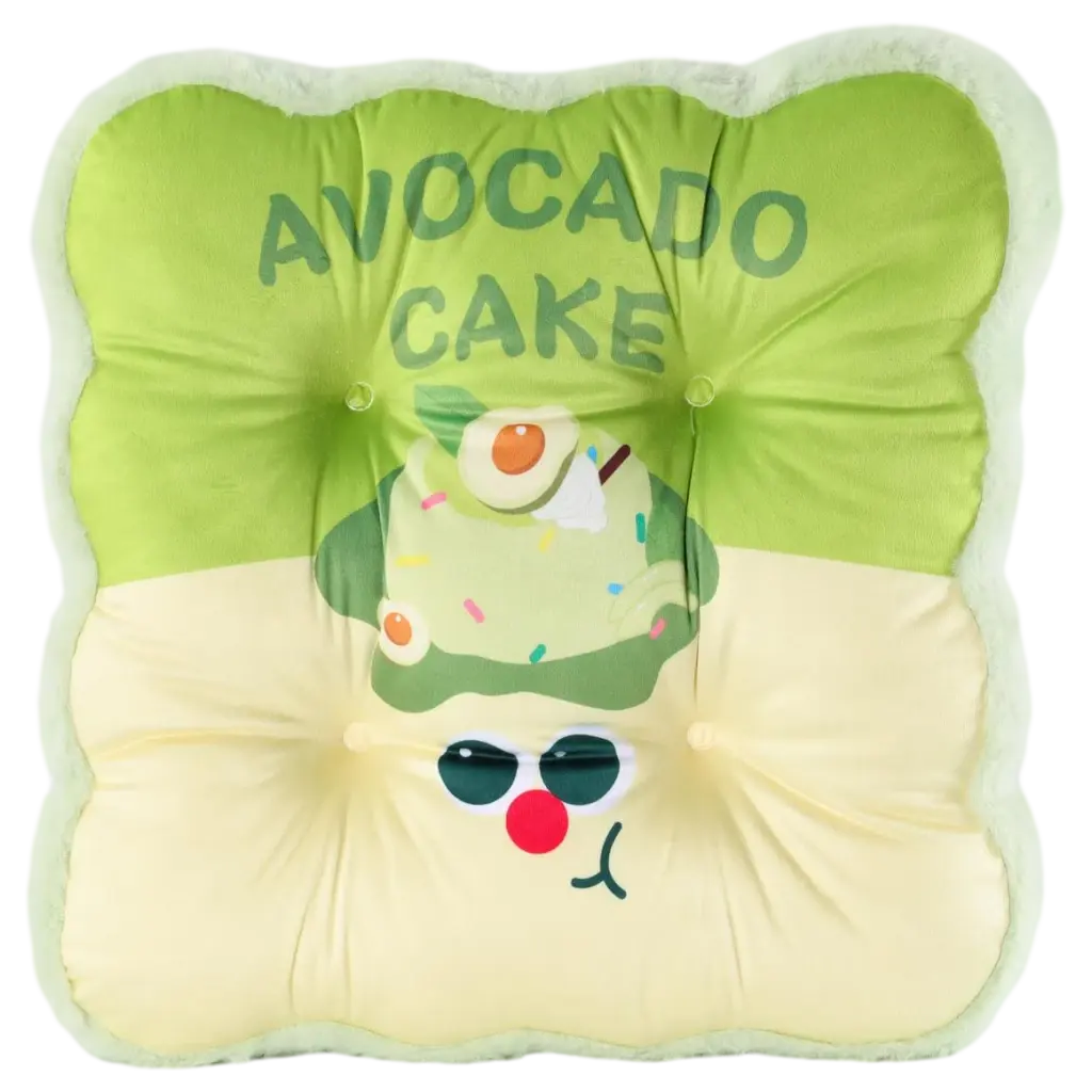 Sitzkissen aus Plüsch mit Avocado-Print, quadratisch (Grün/Beige)