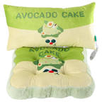 Sitzkissen aus Plüsch mit Avocado-Print, quadratisch (Grün/Beige)