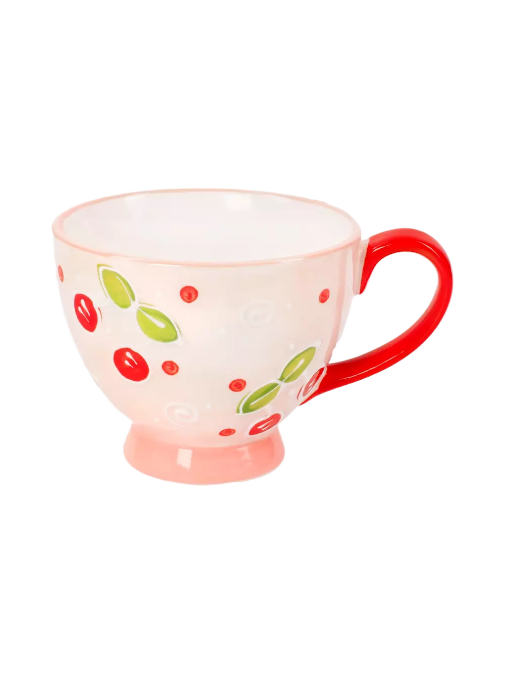 Keramikbecher mit Kirschdesign - 450ml - Rot
