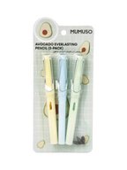 3er-Pack Everlasting Bleistifte mit Avocado-Design (Gelb/Blau/Mint)