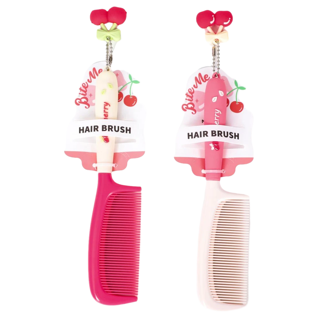 Kirsch-Design Haarkamm, 2 Farben Mix (Pink/Creme)