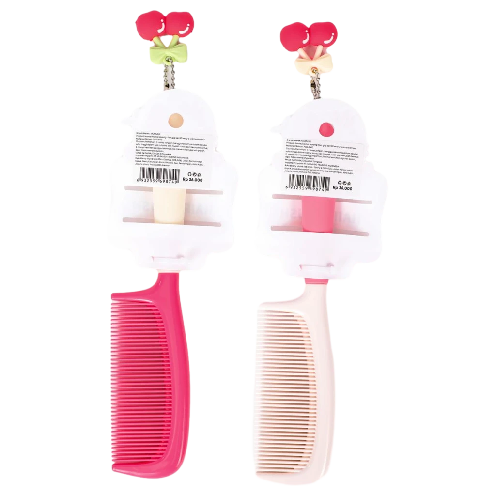 Kirsch-Design Haarkamm, 2 Farben Mix (Pink/Creme)