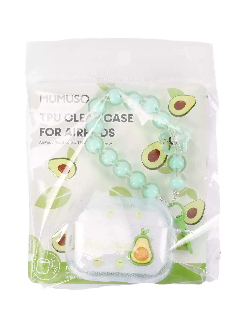 TPU Schutzhülle für AirPods Pro 2 mit Avocado-Design, 5×6,5×2,5 cm (Transparent/Grün)