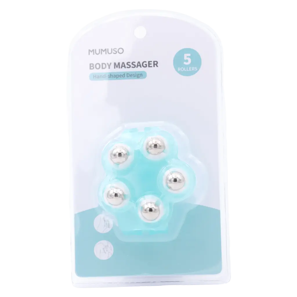 Körper-Massagehandschuh mit 5 Massagerollen für Ganzkörperanwendung (Hellblau)