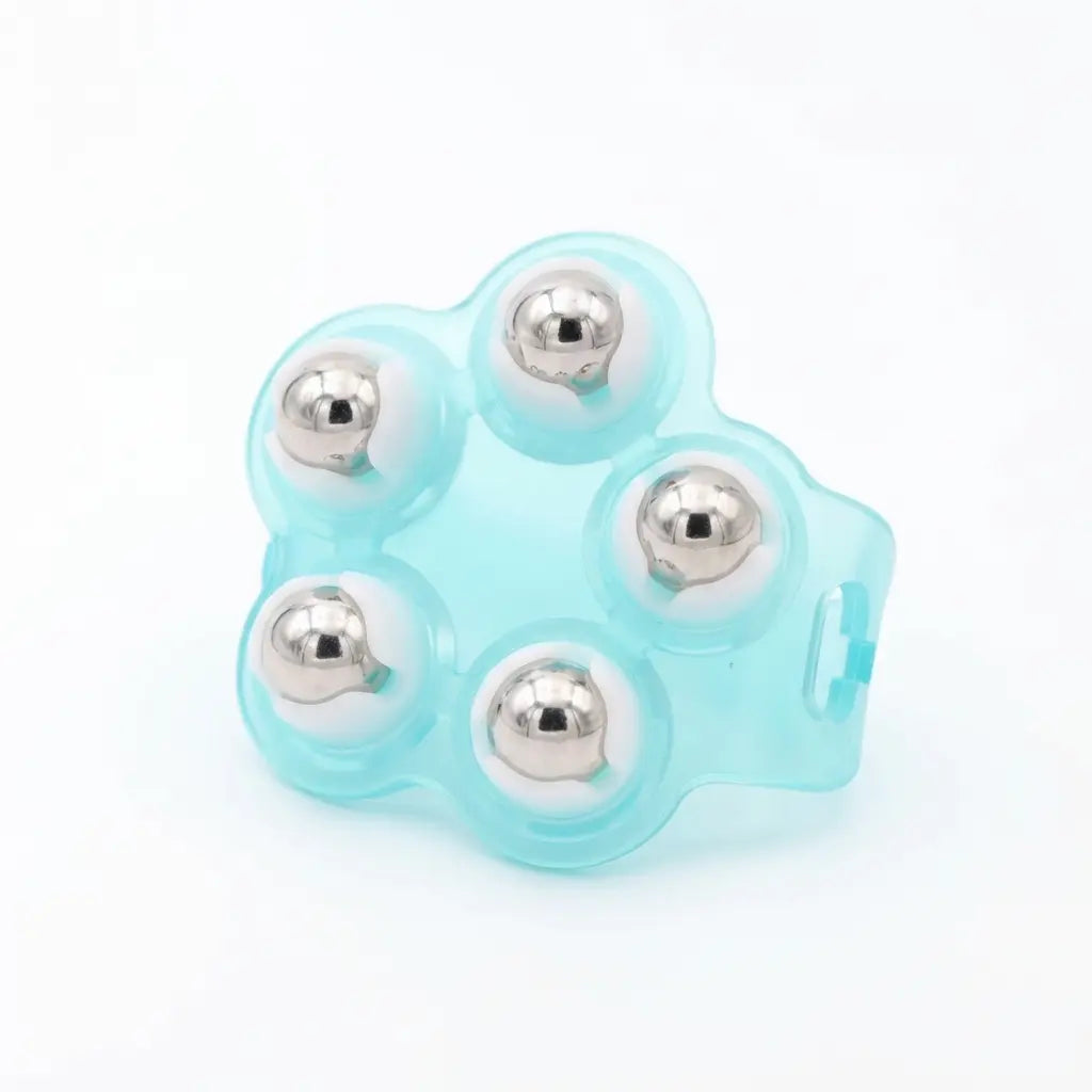 Körper-Massagehandschuh mit 5 Massagerollen für Ganzkörperanwendung (Hellblau)