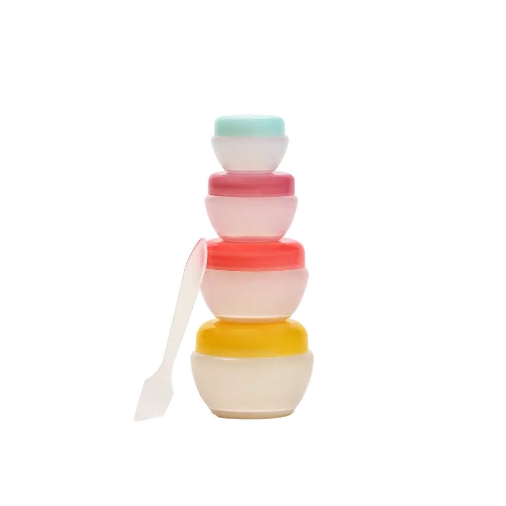 4-teiliges Set Reisedosen für Kosmetik und Creme (Hellblau/Violett/Rosa/Gelb)