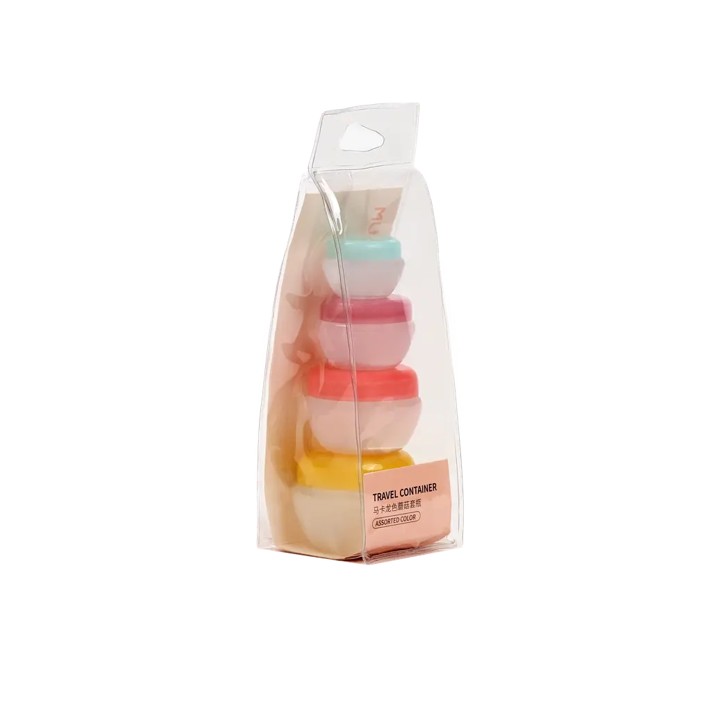 4-teiliges Set Reisedosen für Kosmetik und Creme (Hellblau/Violett/Rosa/Gelb)