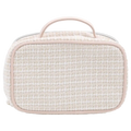 Kosmetiktasche aus Stoff mit Jacquard-Design, kompakt (Apricot/Weiß/Rosa)