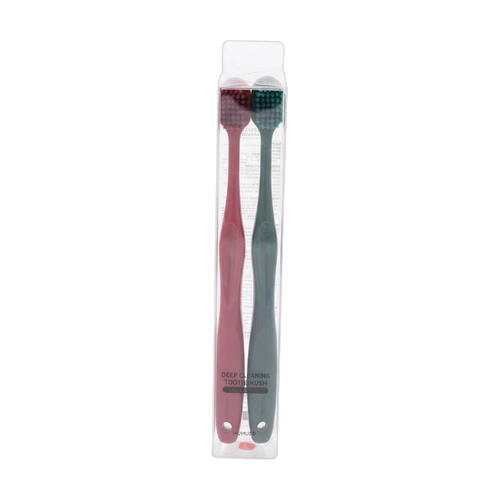 2er-Set Zahnbürsten aus Kunststoff für gründliche Reinigung (Rosa/Dunkelgrün)