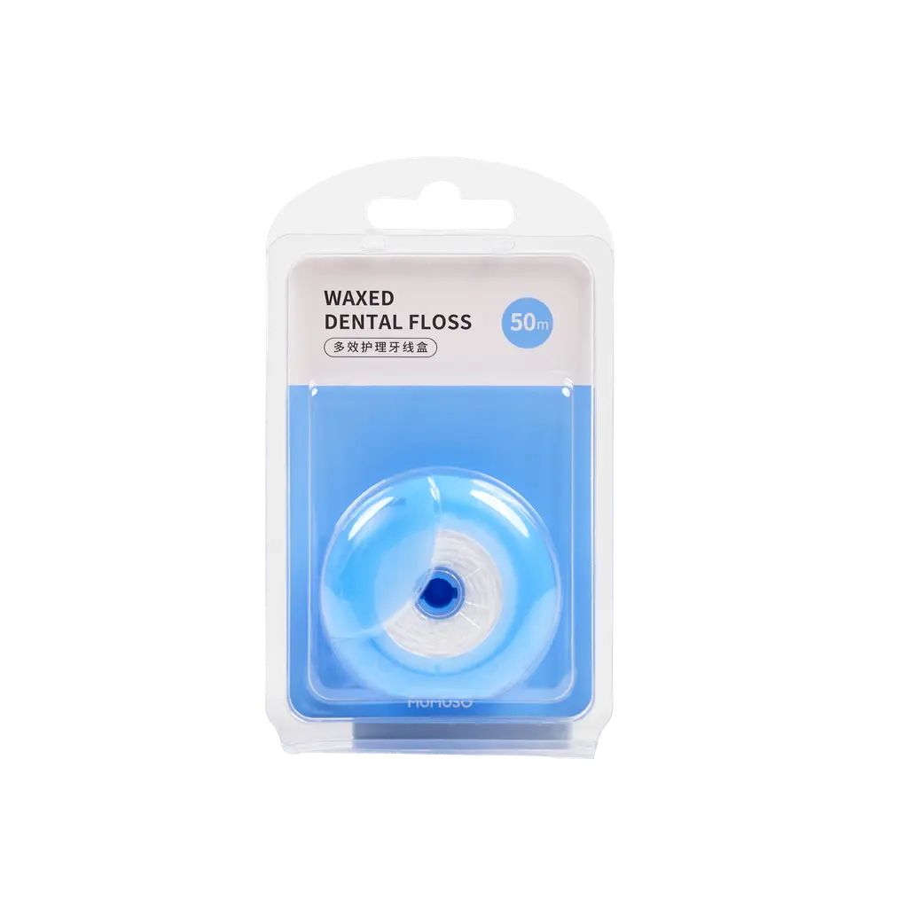 Gewachste Zahnseide im Spender, 50 m (Blau)