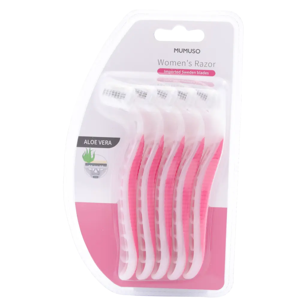 5-teiliges Einwegrasierer-Set für Damen mit Aloe Vera (Weiß/Rosa)