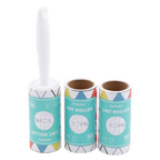 3-teiliges Fusselroller-Set aus Kunststoff und Papier mit Dreiecks-Print (Weiß/Bunt)