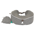 Memory Foam Nackenkissen-Set mit Schlafmaske und Ohrstöpseln (Grau)
