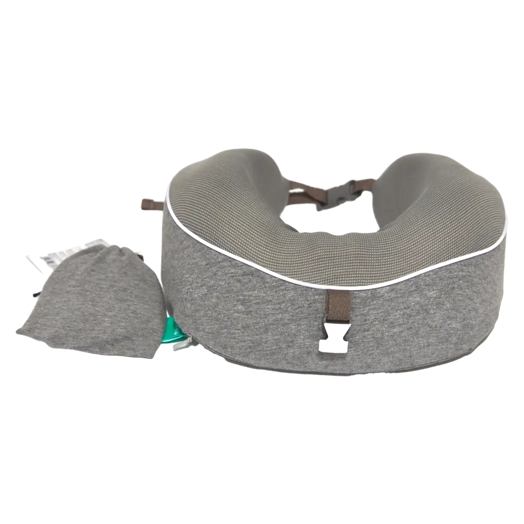 Memory Foam Nackenkissen-Set mit Schlafmaske und Ohrstöpseln (Grau)