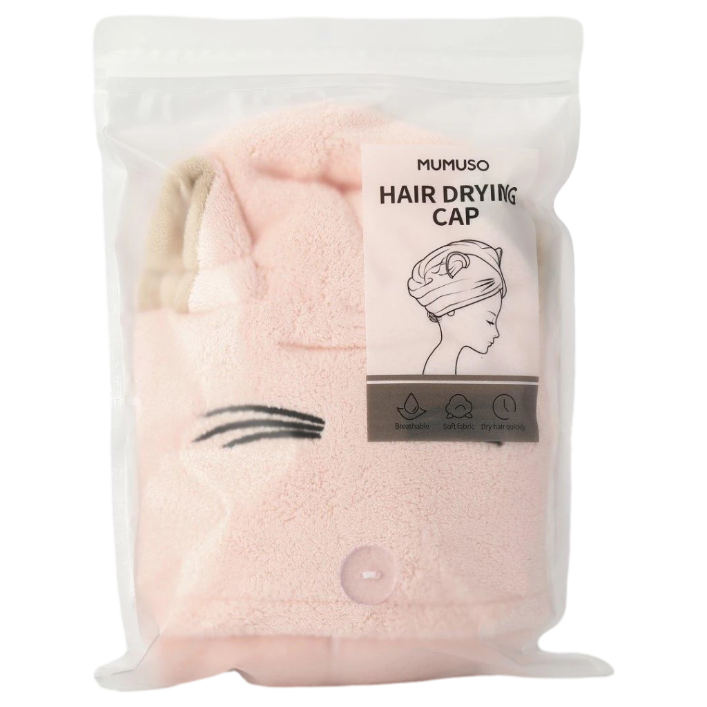 Haartrockenkappe aus Mikrofaser mit Katzen-Design (Rosa)