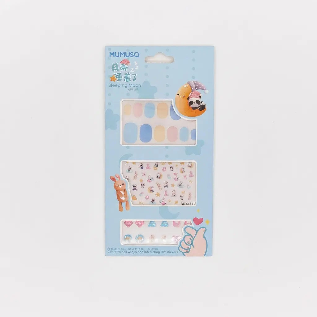 Nail Stickers Set For Kids #02 (Sleeping Moon)