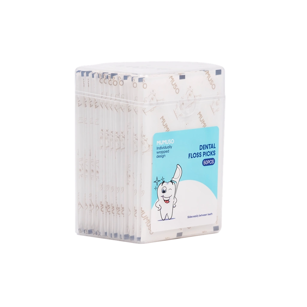 Zahnseide-Sticks einzeln verpackt, 50 Stück (Türkis)