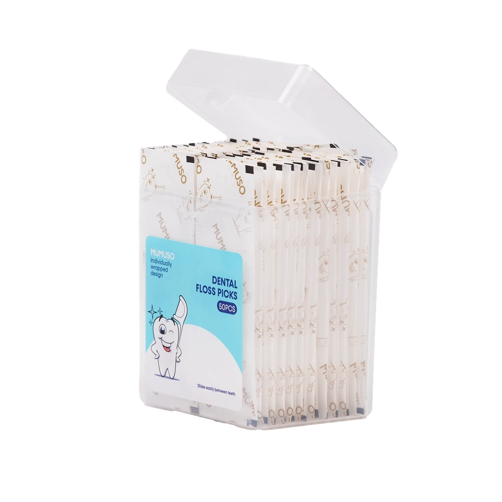 Zahnseide-Sticks einzeln verpackt, 50 Stück (Türkis)