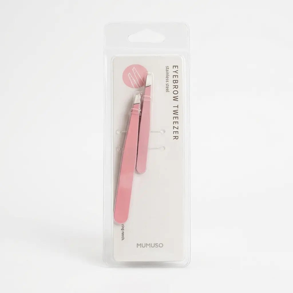 Augenbrauenpinzetten-Set aus Edelstahl für präzises Augenbrauenzupfen (Rosa)