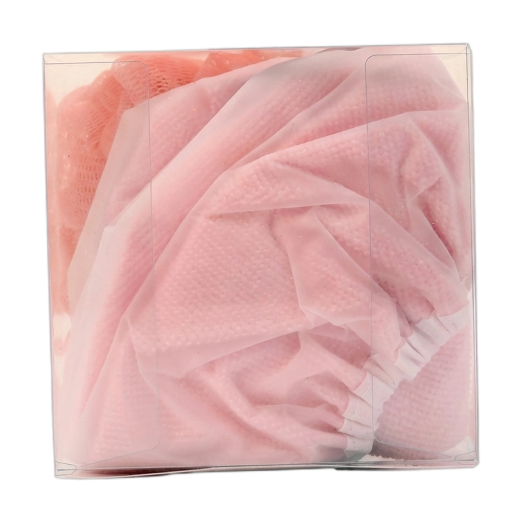 2-teiliges Badezubehör-Set mit Duschhaube und Duschschwamm (Rosa)