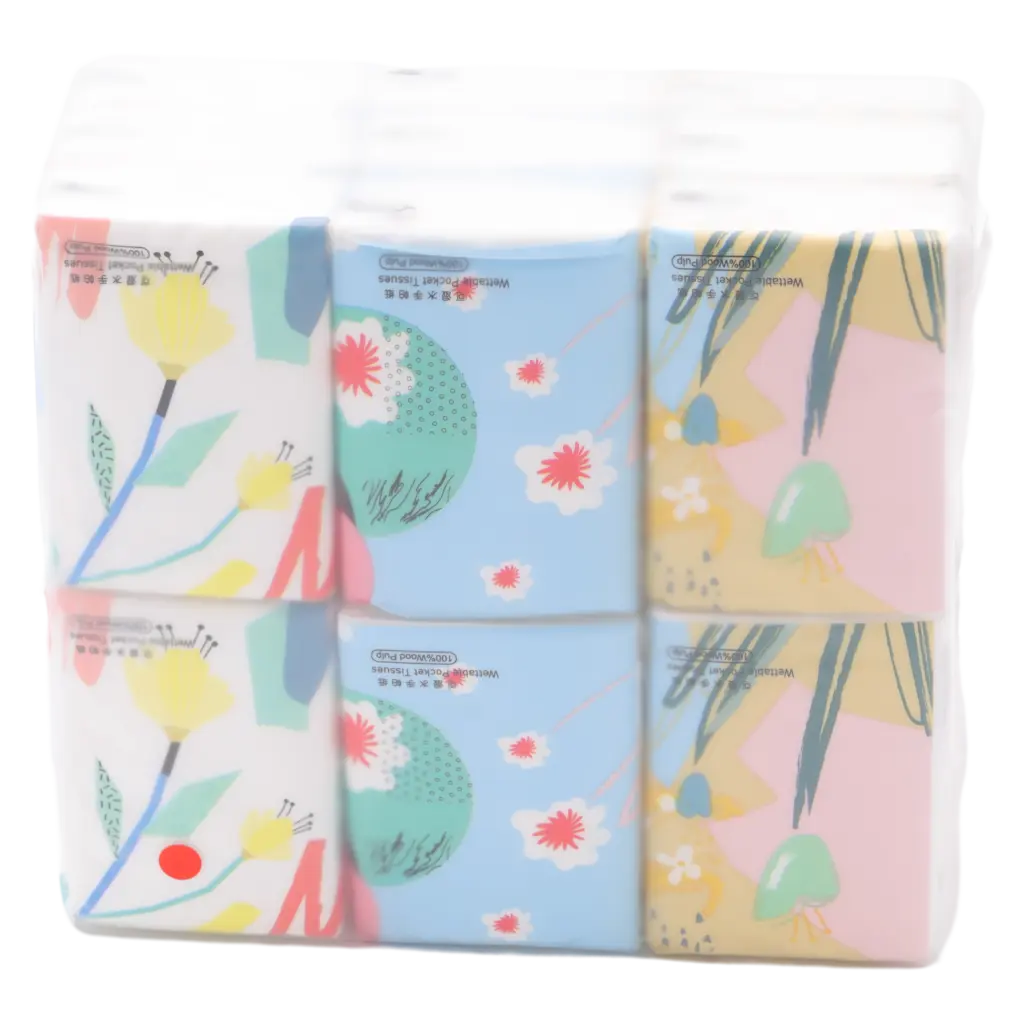 18er-Pack Taschentücher aus natürlichem Zellstoff mit Blumen-Design, 290 g (Blau/Rosa/Weiß)